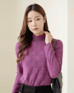 [루이스엔젤] 디바 골드라인 스퀘어 에스닉 기모 레이스 블라우스 티