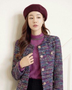 미라클 멀티 컬러 트위드 노카라 자켓