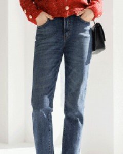 호에드 슬림핏 일자 히든밴딩 데님 팬츠