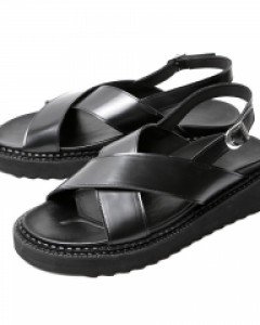 5cm 크로스 스트랩 수제화 샌들(EL0188BK)