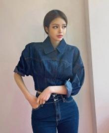 스티치다트데님셔츠
