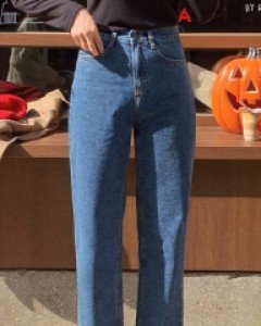 랜드 와이드 기모 데님 팬츠 - S,M,L