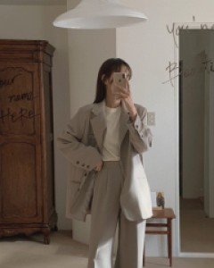 라운지 핀턱 와이드 밴딩 슬랙스 (set) - 4color