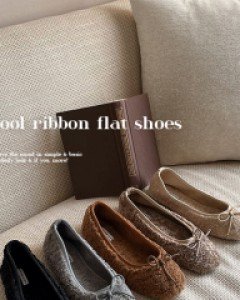 양털 리본 플랫슈즈- 5color