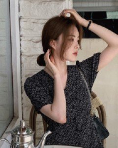 루린 플라워 반팔 롱 원피스 - 2color