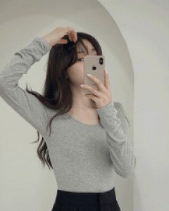 미닝 U넥 스판 티셔츠 - 7color