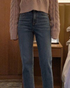 시즈 기모 레귤러핏 중청 데님팬츠 - S,M,L