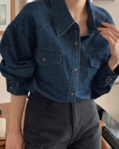 레트 루즈핏 데님 셔츠 - 2color