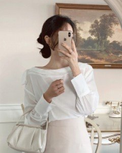 엘렌 리본 보트넥 오프숄더 블라우스 - 3color