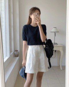 시트 코튼 핀턱 하프팬츠 - 2color / S,M