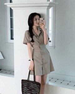 센트 린넨 카라 포켓 미니 원피스 - 3color