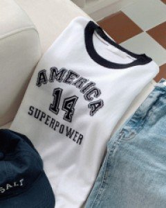 아메리카 썸머 레터링 배색 니트 - 3color