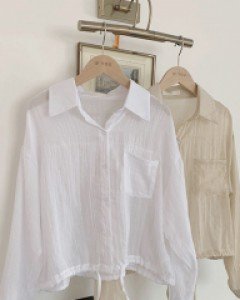 샌딩 썸머 스트링 크롭 셔츠 - 2color