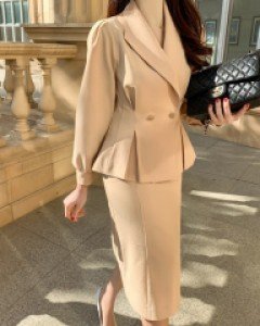 프리지아 더블버튼 스커트 투피스(S,M)