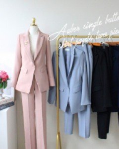 오베르 싱글버튼 스커트 롱일자팬츠 투피스(S,M,L)(신축성)(4COLOR)