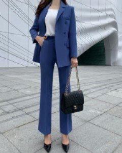 프란체 더블버튼 롱부츠컷 팬츠 투피스(S,M,L)(4COLOR)(신축성)