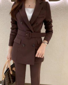 스테이트 더블자켓 벨트 롱부츠컷 투피스(신축성)(S,M,L)