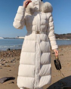 리주엘 리얼 폭스퍼 롱패딩(벨트세트)(오리털100%)(폭스100%)(81,000할인가)