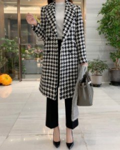 지베르 하운드체크 3온스 울코트 (울30%)(누빔안감)