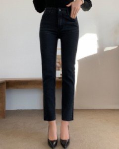 꿀핏 쫀쫀 흑청 밴딩 세미부츠 데님 팬츠(S,M,L,XL)