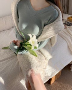 세이브 브이넥 니트 티셔츠(6color)(루즈핏)