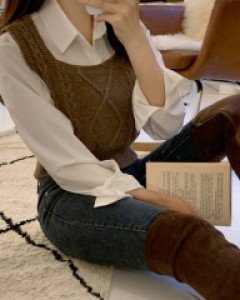 어바웃 크롭 니트 뷔스티에 (4color)