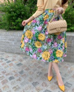 트로피칼 플라워 밴딩 A라인 린넨스커트(3COLOR)