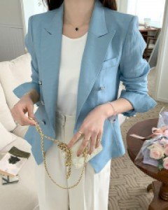 (NEW,신상)트리아 라인 더블버튼 린넨 자켓(S,M,L)(3COLOR)(최고급)