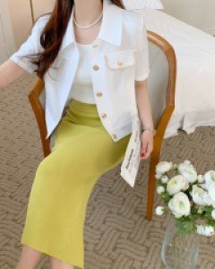 디오르 금사포인트 반팔 뒷주름 린넨 숏자켓(S,M,L)