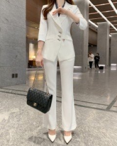 스타티스 롱부츠컷 슬랙스 투피스(S,M,L)-시원한 여름정장