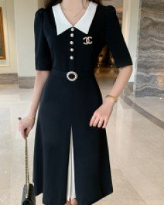 프리미아 카라 진주버튼 벨티드 원피스(S,M,L)