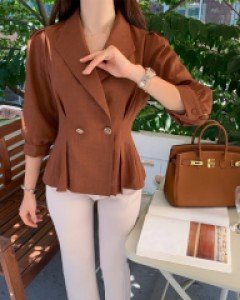 페플럼 더블 7부 자켓 블라우스