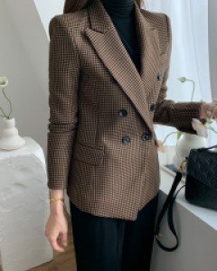 우노 하운드체크 더블버튼 자켓(S,M,L)(주문폭주)