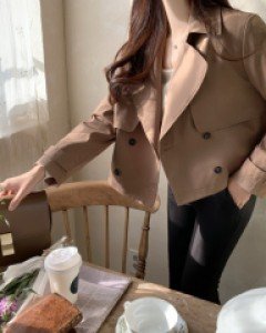 이태리 바바리 더블버튼 숏자켓