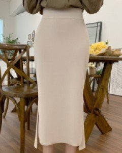 빈츠 사방스판 머메이드 슬릿 스커트(4COLOR)