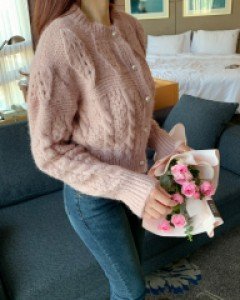 슬로디 캐시 진주버튼 퍼프 가디건(3color)