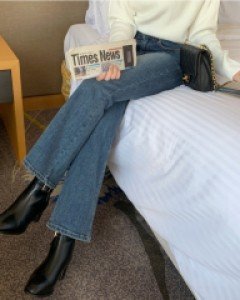 찰떡치즈 뒷밴딩 세미 롱 부츠컷 데님 팬츠(S,M,L,XL)(본딩기모)