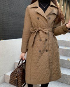 더 프리미엄 벨티드 바바리 패딩 롱코트