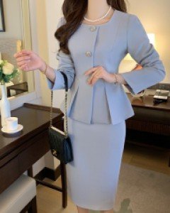 라올 스퀘어넥 골드버튼 자켓 스커트 투피스(3COLOR)