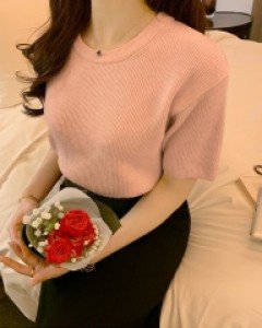 베티 캐쥬얼 라운드넥 반팔 니트(4COLOR)