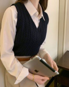 루디 고급모던 짜임 니트 베스트(3COLOR)