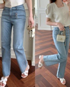 모먼트 아이스 연청 롱 일자핏 와이드 데님팬츠 (S,M,L,XL)