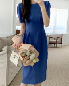 그린뷰 아이스 린넨 핀턱 롱 원피스 (S,M)