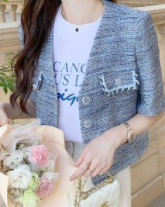 샤블루 쿨 반팔 트위드 자켓 (S,M,L)