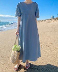 바스락  아이스루즈핏 워싱 벌룬 원피스