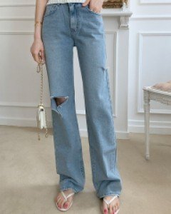 마이루 컷팅 세미 와이드 데님 팬츠(S,M,L,XL)