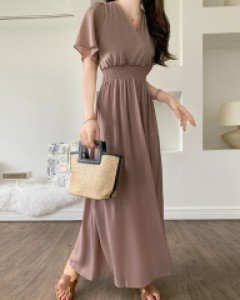 헤리유 쉬폰 러플 소매 롱 원피스