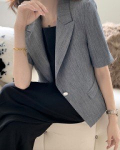 뉴이프 싱글버튼 썸머 세미크롭 자켓