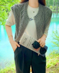 에르 슈든 꽈배기 크롭 집업 조끼 (BEST)주문폭주 컬러추가(4colors)5일간 할인 판매~~
