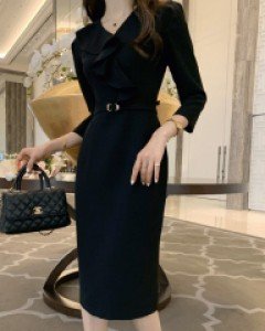 세리엔 7부 러플 벨트세트 롱원피스(S/M/L)